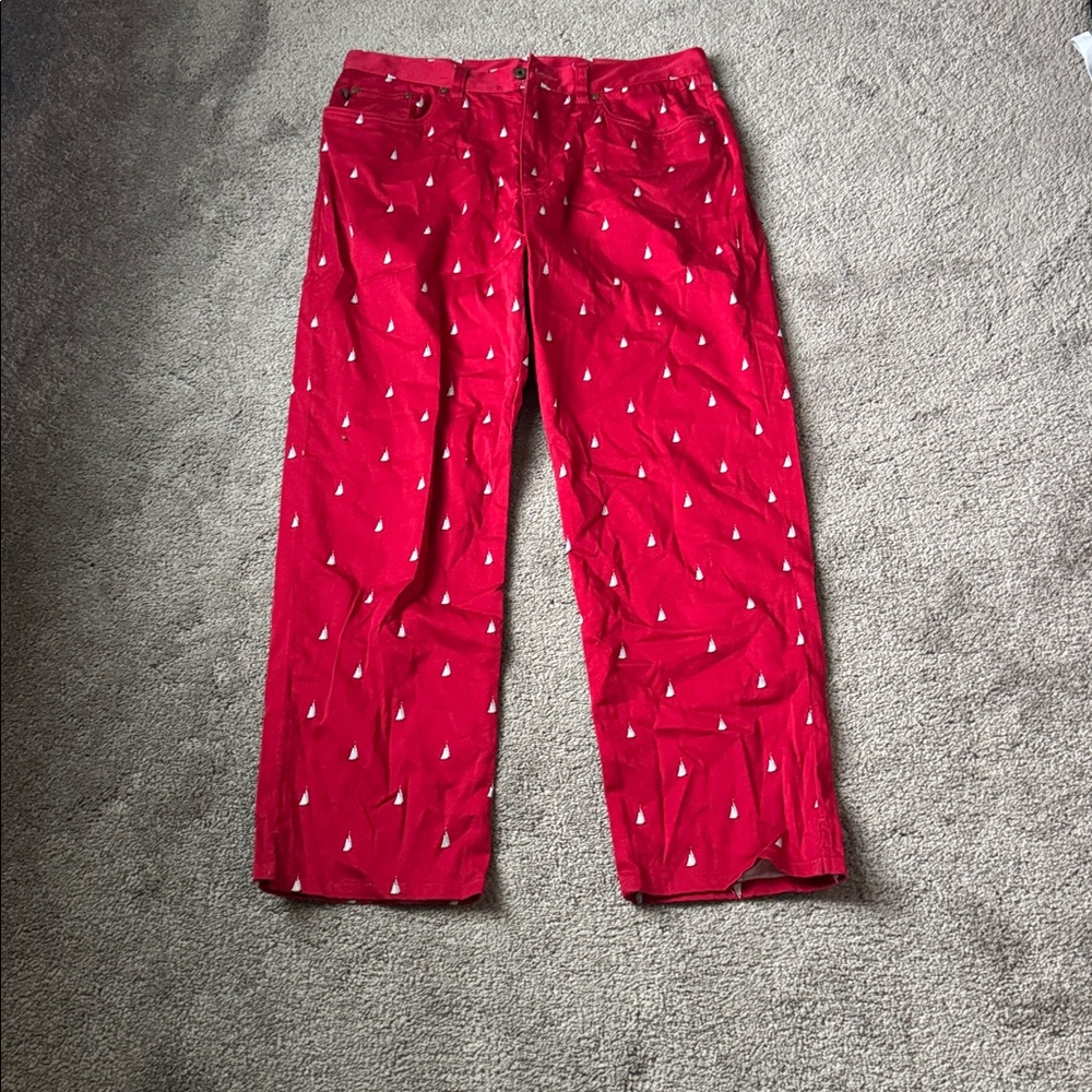 Lauren Ralph Lauren Red Sail Boat Print Pants SIZE 12